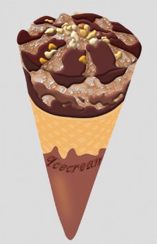 冰淇淋海报巧克力圆筒冰淇淋免抠psd透明素材