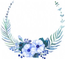 抠图专用弧形蓝色花卉通透明素材