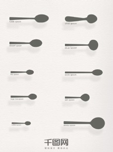 茶西餐勺子分类剪影图标