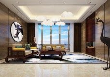 室内设计3D客厅聊天室会客区中式效果图