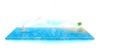 夏日清凉海洋沙滩背景png透明素材
