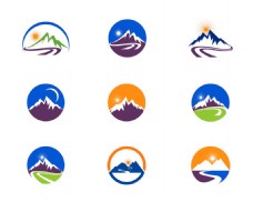 圆形雪山标志图片