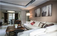 清代现代时尚清雅客厅白色沙发室内装修效果图