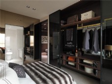 现代室内现代时尚开放式衣柜卧室室内装修效果图