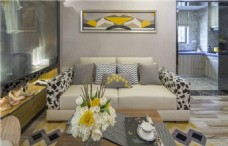 装修花纹现代时尚斑点花纹沙发客厅室内装修效果图