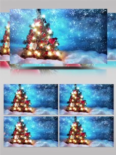 圣诞树下雪发光视频素材