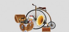 金属古董自行车图片免抠psd透明素材