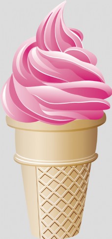 冰淇淋海报手绘粉红色冰淇淋免抠psd透明素材