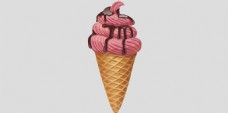 冰淇淋海报巧克力红色冰淇淋免抠psd透明素材