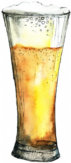抠图专用手绘玻璃啤酒杯卡通透明素材