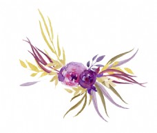 抠图专用紫色水彩花卉卡通透明素材