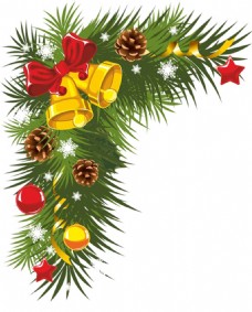 圣诞节圣诞铃铛吊球松果装饰松枝图案