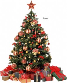礼物装饰装饰漂亮的圣诞树和圣诞礼物PNG元素