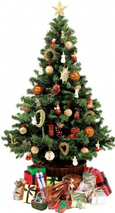 礼物装饰堆满装饰和礼物的圣诞树元素