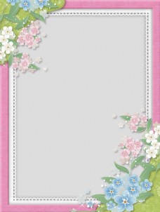 形色边框粉红色方形花卉边框免抠psd透明素材