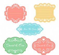 PSD花纹55款彩色花纹婚礼标签边框
