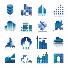 标志建筑蓝色城市建筑大楼标志图片