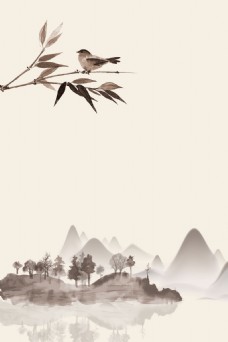 画中国风中国风山水画元素背景