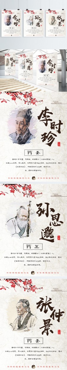中国医学中国风古典医学名人医药文化系列展板
