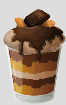 冰淇淋海报杯装巧克力冰淇淋免抠psd透明素材