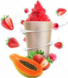 草莓水果沙拉png元素素材