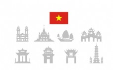越南标志建筑矢量图