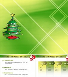 黄色背景圣诞精品绿色PPT模板