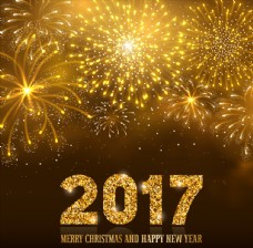 2017新年金色粒子烟花背景