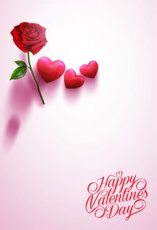 玫红色玫瑰粉色底纹红色爱心气球玫瑰海报背景素材