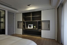 现代室内现代时尚卧室白色亮面衣柜室内装修效果图