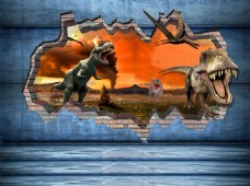 立体恐龙背景墙素材下载