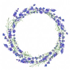 抠图专用紫罗兰花环卡通水彩透明素材