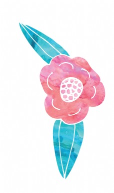 幸福花卉卡通水彩透明素材