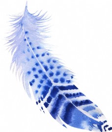 抠图专用蓝色羽毛卡通水彩透明素材