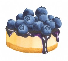 抠图专用蓝莓蛋糕卡通透明装饰素材
