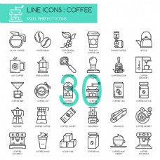 咖啡杯线条创意咖啡元素图标
