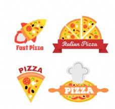 4款创意披萨店标签矢量素材
