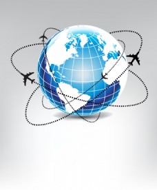 地球背景矢量地球航行飞机商业背景素材