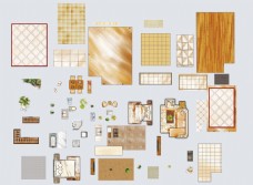 现代生活之日式IKEA家具室内手绘家具铺装平面图素材