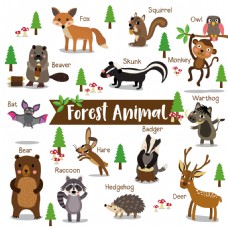 小清新清新森林动物儿童插画