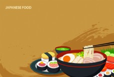 食物背景日本传统食物拉面寿司天妇罗海报背景素材