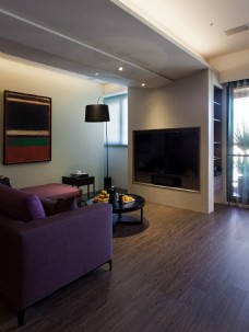 现代清新客厅深紫色沙发室内装修JPEG图