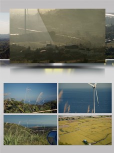 2K影视风海景火车风车发电自然景观