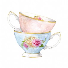花卉茶杯卡通透明素材