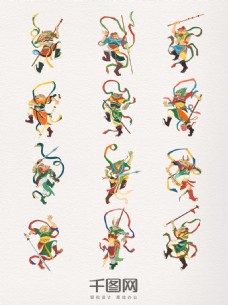 创意图案创意十二生肖装饰图案