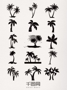 剪子椰子树黑色剪影元素