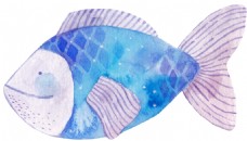 游动鱼类卡通水彩透明素材