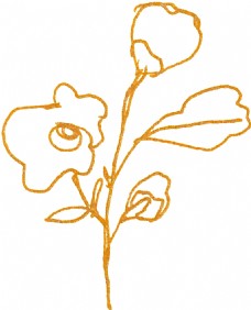 金色装饰植物花卉卡通水彩透明素材