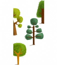 卡通绿色大树元素
