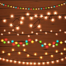 木材木墙上的圣诞彩灯素材